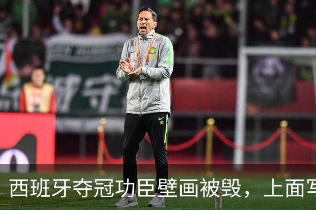 西班牙夺冠功臣壁画被毁，上面写着：“P*** Espanya”